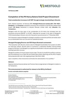 Completion of the Mt Henry-Selene Gold Project Divestment (CNW Group/Westgold Resources Limited)